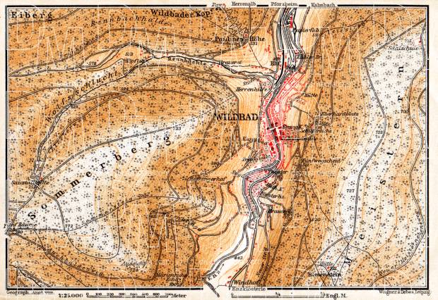 Wildbad and Environs map, 1905. Use the zooming tool to explore in higher level of detail. Obtain as a quality print or high resolution image