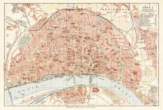 Cologne (Köln) city map, 1927. Use the zooming tool to explore in higher level of detail. Obtain as a quality print or high resolution image
