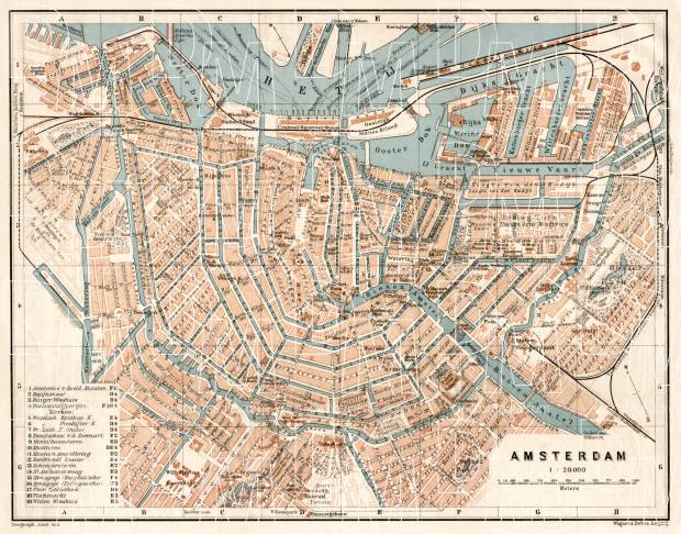 Amsterdam city map, 1909. Use the zooming tool to explore in higher level of detail. Obtain as a quality print or high resolution image