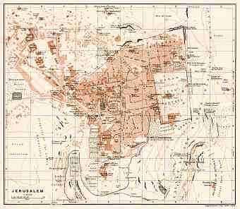 Jerusalem (יְרוּשָׁלַיִם) city map, 1911