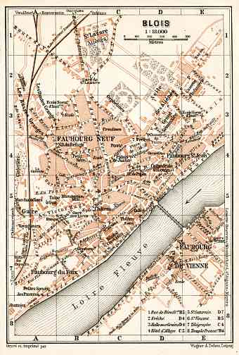 Blois city map, 1909