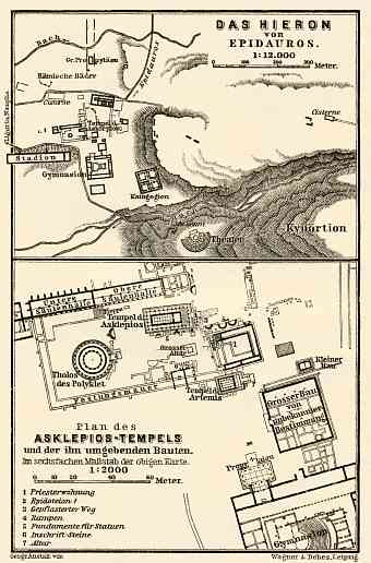 Epidaurus (Επίδαυρος), site map. Hieron and asclepieion map, 1908