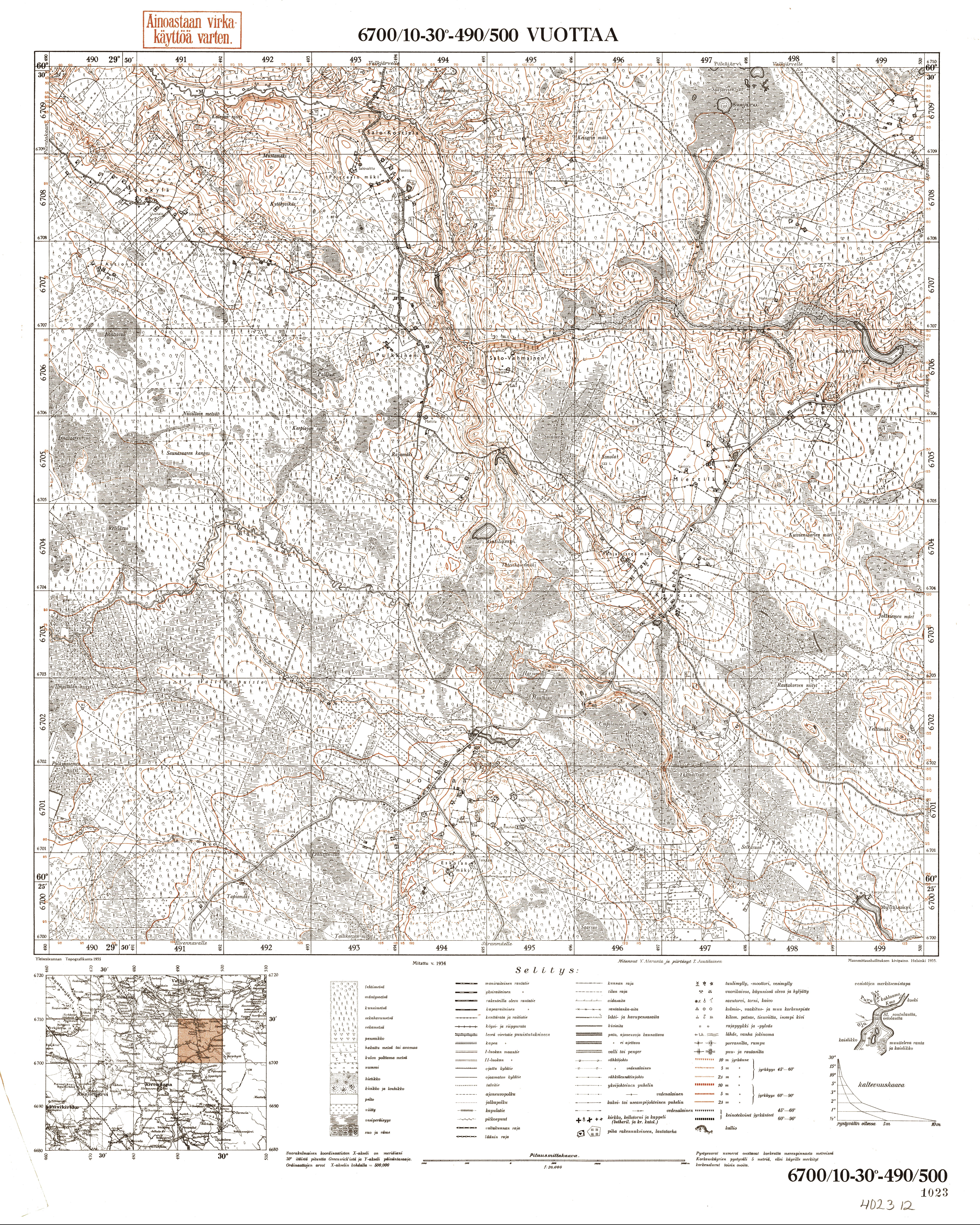 Kirovskoje. Vuottaa. Topografikartta 402312. Topographic map from 1937. Use the zooming tool to explore in higher level of detail. Obtain as a quality print or high resolution image