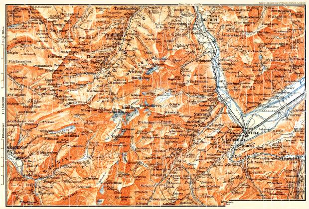 Illiez Valley and Central Dent map, 1897. Use the zooming tool to explore in higher level of detail. Obtain as a quality print or high resolution image