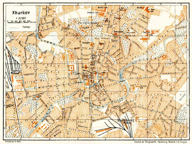 Kharkov (Kharkiv) city map, 1928. Use the zooming tool to explore in higher level of detail. Obtain as a quality print or high resolution image