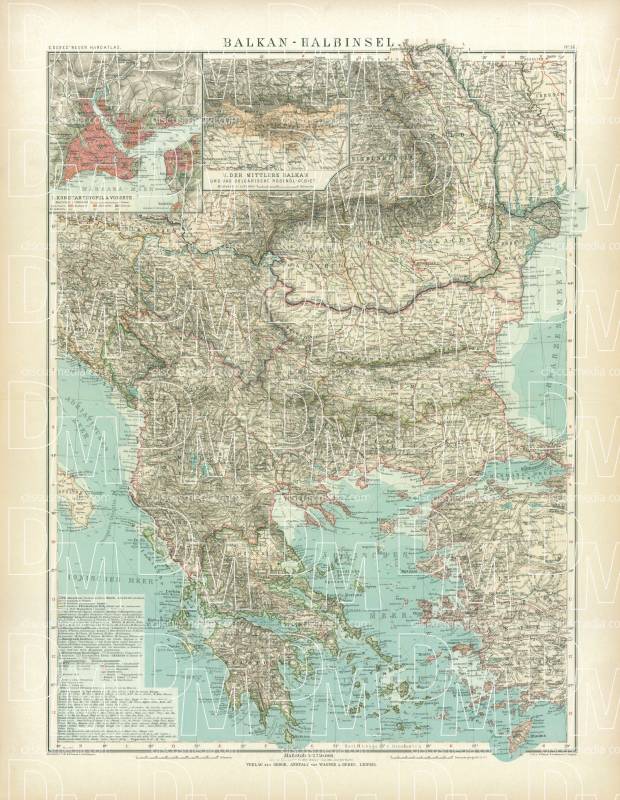 Balkan Peninsula Map, 1905. Use the zooming tool to explore in higher level of detail. Obtain as a quality print or high resolution image