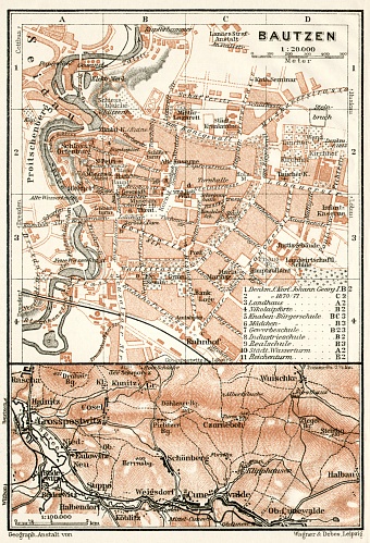 Bautzen city map, 1911
