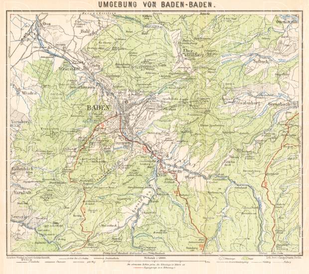 Map of the environs of Baden-Baden, 1927. Use the zooming tool to explore in higher level of detail. Obtain as a quality print or high resolution image