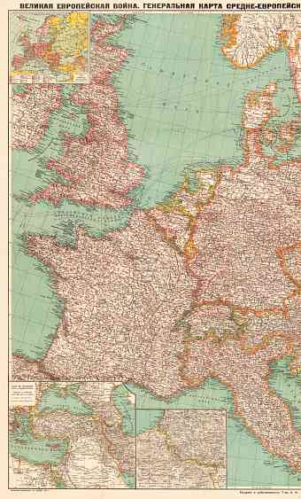 Map of Europe. The Great European War Theater, 1915. LEFT HALF