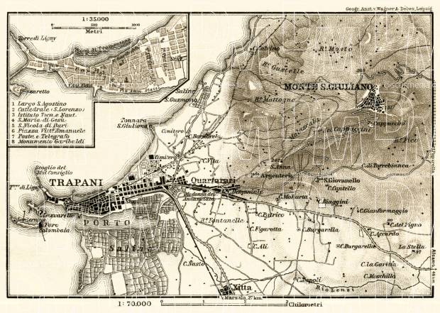 Trapani environs map, 1929. Use the zooming tool to explore in higher level of detail. Obtain as a quality print or high resolution image