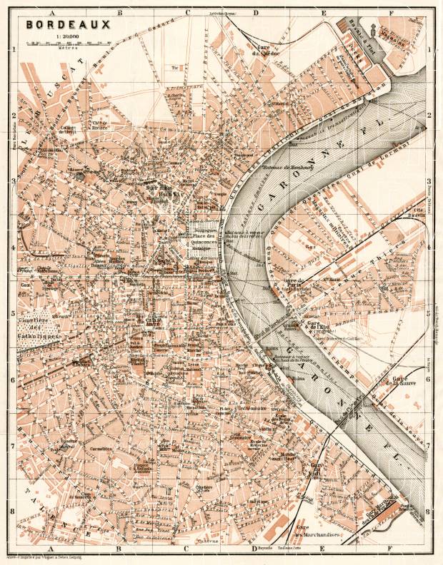 Bordeaux city map, 1902. Use the zooming tool to explore in higher level of detail. Obtain as a quality print or high resolution image