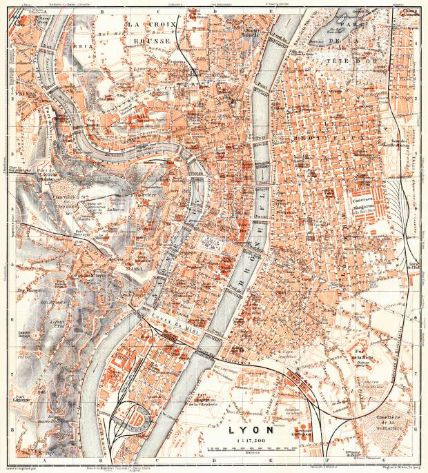 Lyon city map, 1913. Use the zooming tool to explore in higher level of detail. Obtain as a quality print or high resolution image