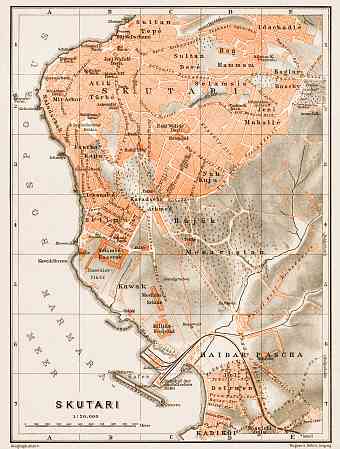 Skutari (Üsküdar, now part of Istanbul) city map, 1914