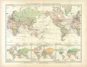 World Map of the International Transport and Colonial Possessions, 1905 World Map of the International Transport and Colonial Possessions, 1905