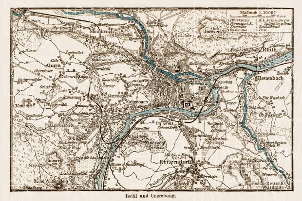 Ischl (Bad Ischl) and environs map, 1903. Use the zooming tool to explore in higher level of detail. Obtain as a quality print or high resolution image