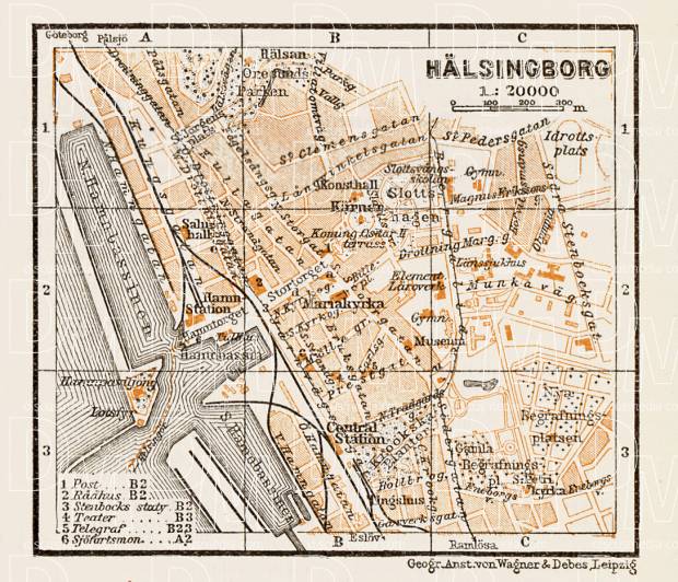 Hälsingborg town plan, 1929. Use the zooming tool to explore in higher level of detail. Obtain as a quality print or high resolution image