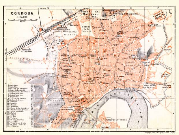 Córdoba city map, 1899. Use the zooming tool to explore in higher level of detail. Obtain as a quality print or high resolution image