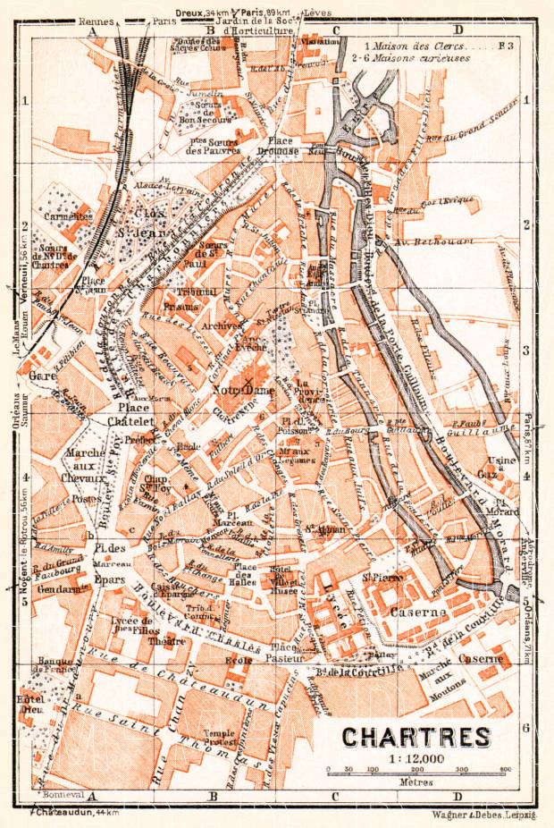 Chartres city map, 1931. Use the zooming tool to explore in higher level of detail. Obtain as a quality print or high resolution image