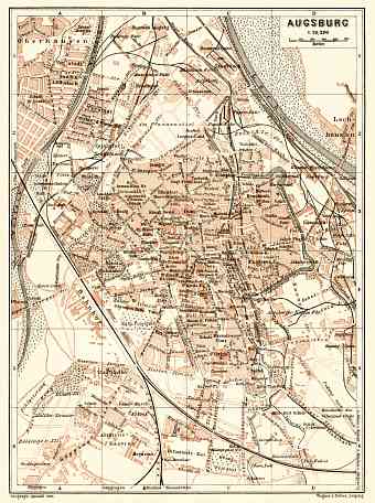 Augsburg city map, 1906