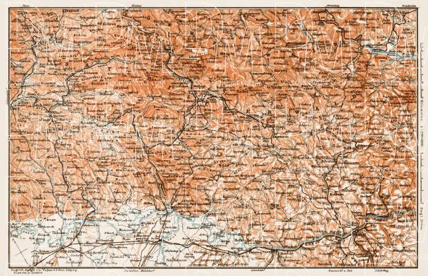 Map of the Bavarian Forest (Bayerischer Wald), 1909. Use the zooming tool to explore in higher level of detail. Obtain as a quality print or high resolution image