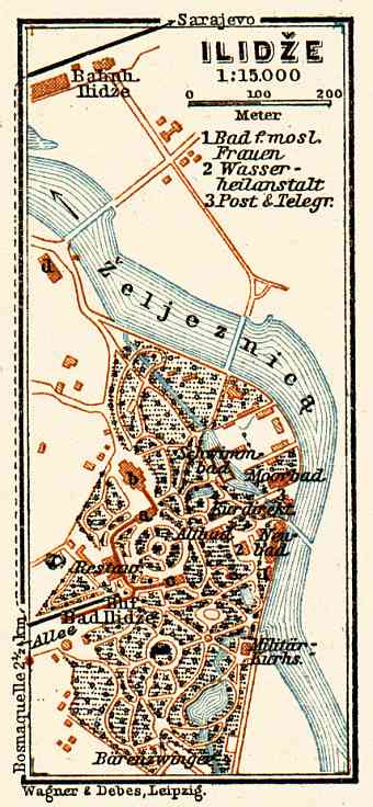 Ilidža (Ilidže) town plan, 1911