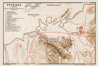 Ephesus (Ἔφεσος, Efes), ancient site map, 1914