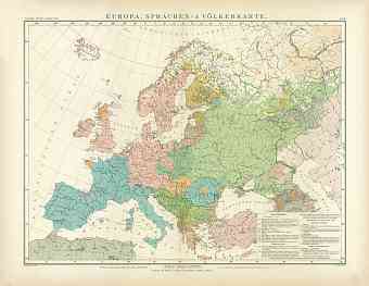 Europe Nation and Language Map, 1905