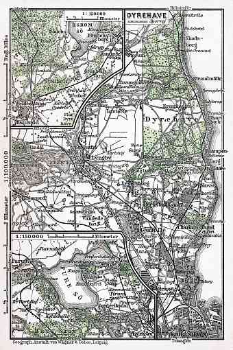 Dyrehave and environs map (Jægersborg Dyrehave in Copenhagen), 1931
