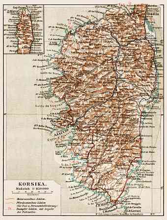 Map of Corsica (Corse), 1913