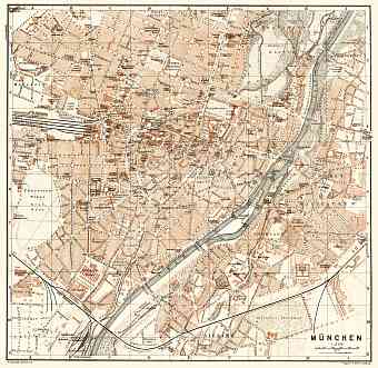 München (Munich) city map, 1906