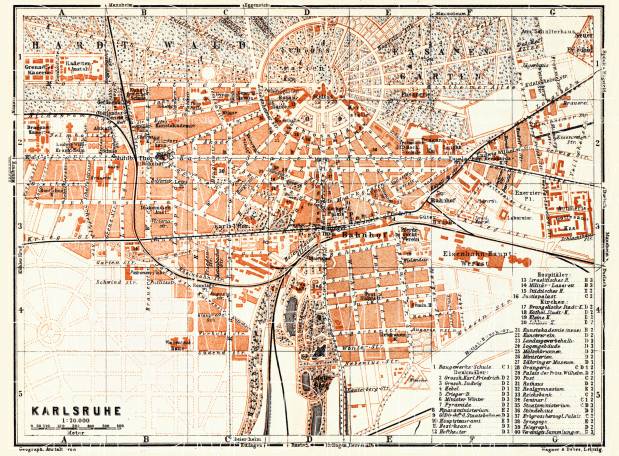 Karlsruhe city map, 1905. Use the zooming tool to explore in higher level of detail. Obtain as a quality print or high resolution image