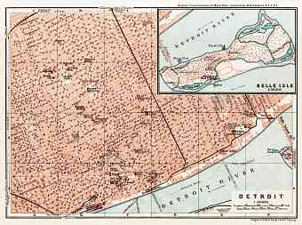 Detroit city map, 1909
