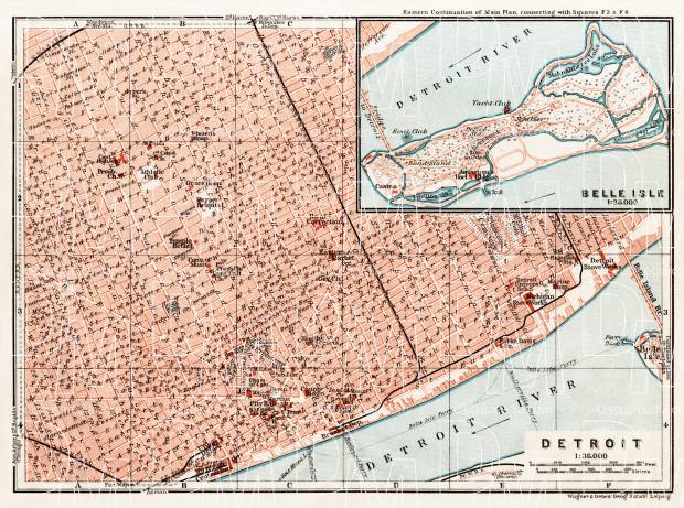 Detroit city map, 1909. Use the zooming tool to explore in higher level of detail. Obtain as a quality print or high resolution image