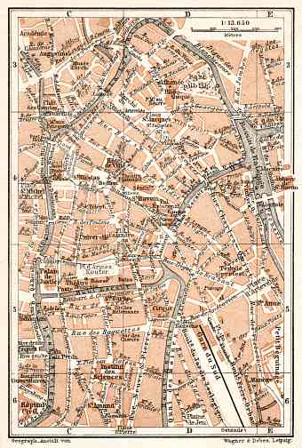 Ghent (Gent), central part map, 1909