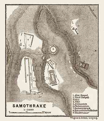 Samothrace (Σαμοθράκη, Samothrake), ancient site map, 1914