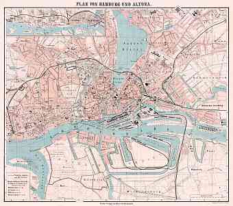 Hamburg and Altona city map, 1905