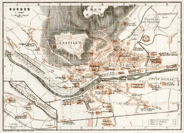Burgos city map, 1913. Use the zooming tool to explore in higher level of detail. Obtain as a quality print or high resolution image