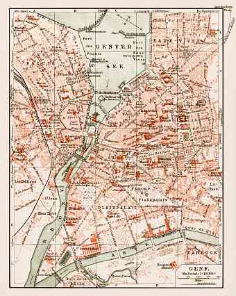 Geneva (Genf, Genève) city map, 1913