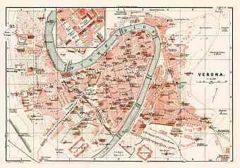 Verona city map, 1898