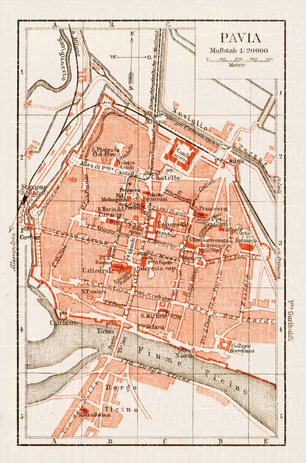 Pavia city map, 1903. Use the zooming tool to explore in higher level of detail. Obtain as a quality print or high resolution image