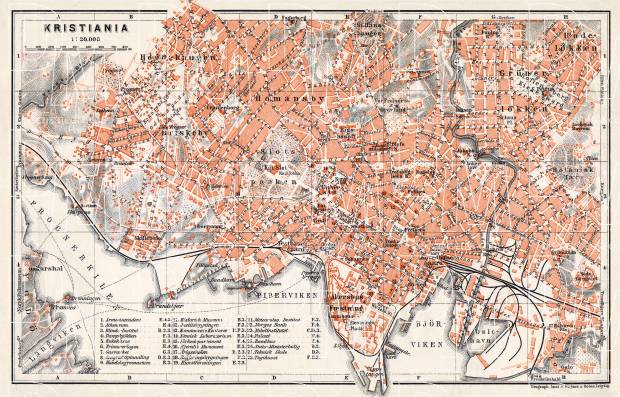 Christiania (Oslo) city map, 1910. Use the zooming tool to explore in higher level of detail. Obtain as a quality print or high resolution image