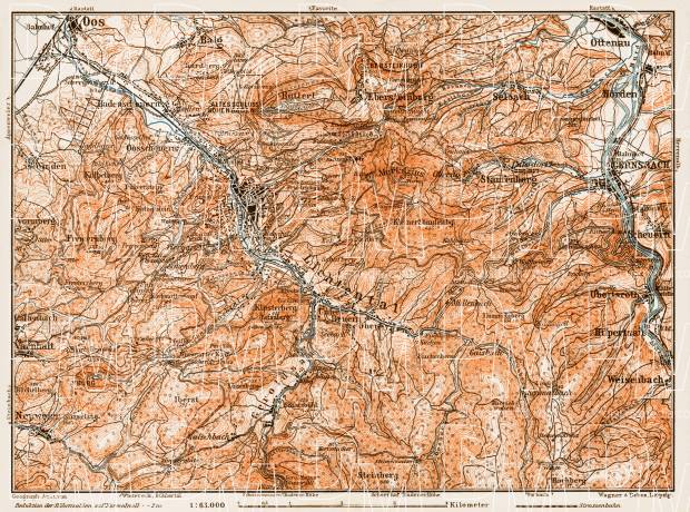 Map of the environs of Baden (Baden-Baden), 1909. Use the zooming tool to explore in higher level of detail. Obtain as a quality print or high resolution image