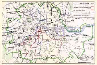 London City Council Tramway network map, 1904