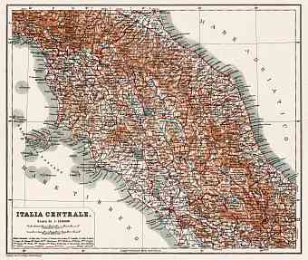Central Italy map, 1909
