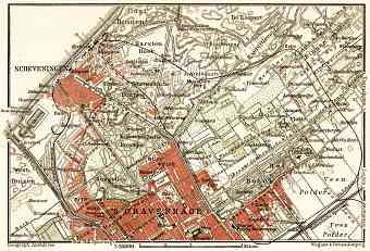 Scheveningen and The Hague environs map, 1909