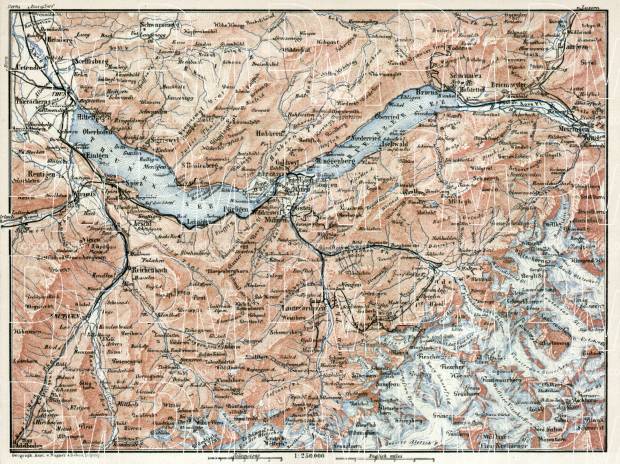 Berne Highlands (Bernese Oberland) map, 1909. Use the zooming tool to explore in higher level of detail. Obtain as a quality print or high resolution image