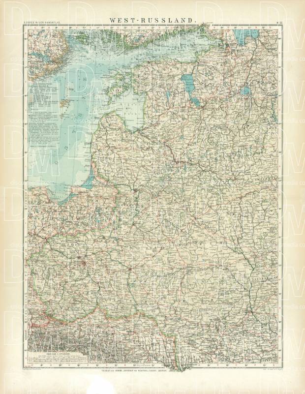 Western Russia Map, 1905. Use the zooming tool to explore in higher level of detail. Obtain as a quality print or high resolution image