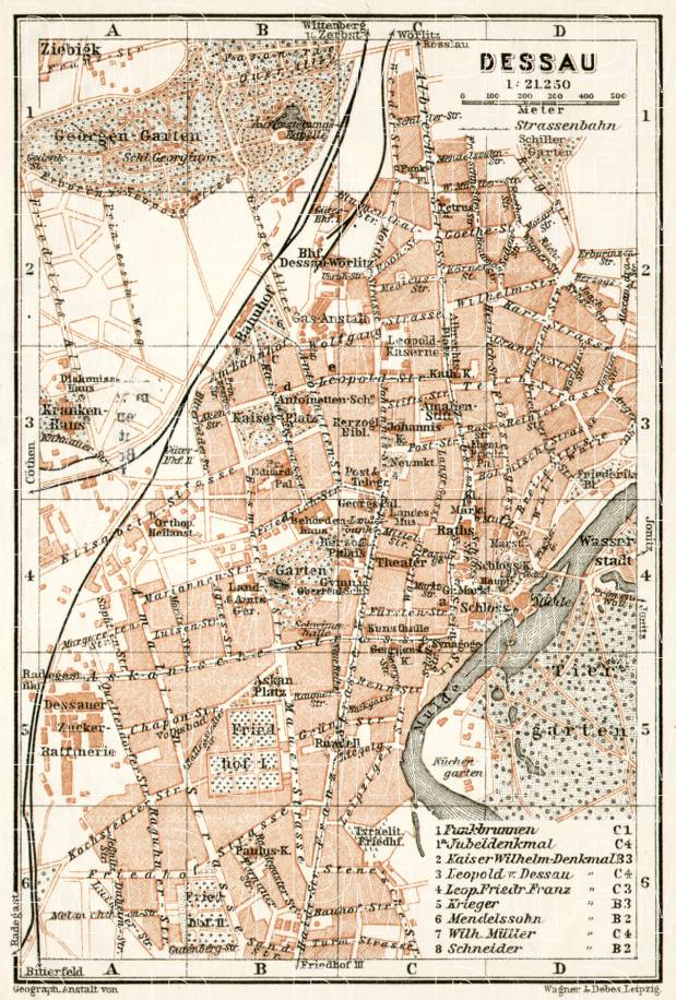 Dessau city map, 1911. Use the zooming tool to explore in higher level of detail. Obtain as a quality print or high resolution image