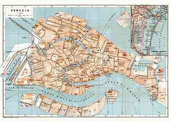 Historical map prints of Venice (Venezia) in Italy for sale and ...