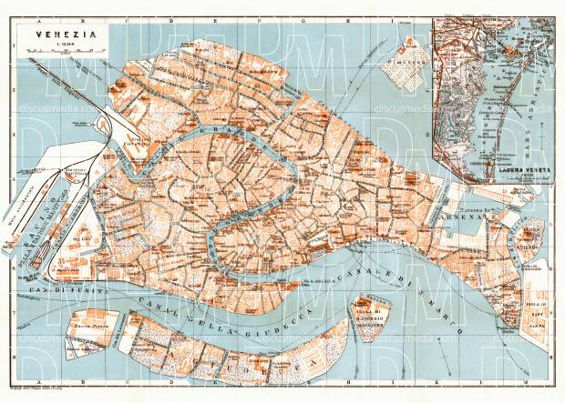 Venice city map, 1929. Use the zooming tool to explore in higher level of detail. Obtain as a quality print or high resolution image